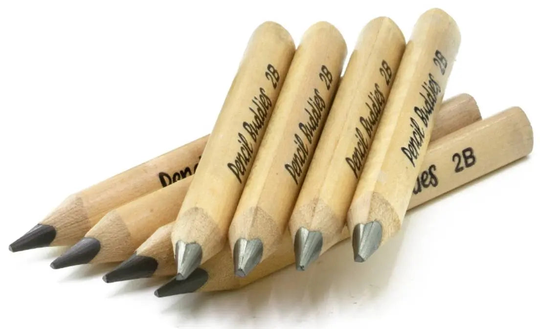 2-Pack Short & Fat 3.5" Triangular Pencils – Thick 5MM Core (Set of 8) Natural Wood - Pencil Buddies