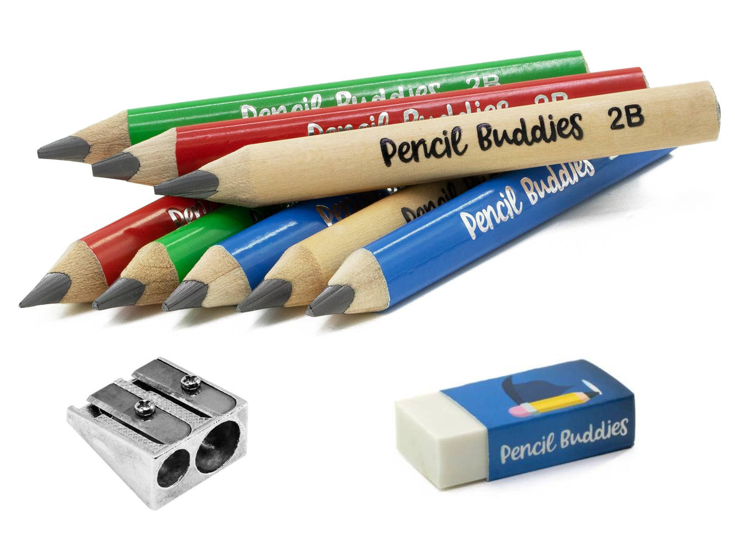 Jumbo Short Triangular Kids Pencils (Set of 8) Multi-Color - Pencil Buddies