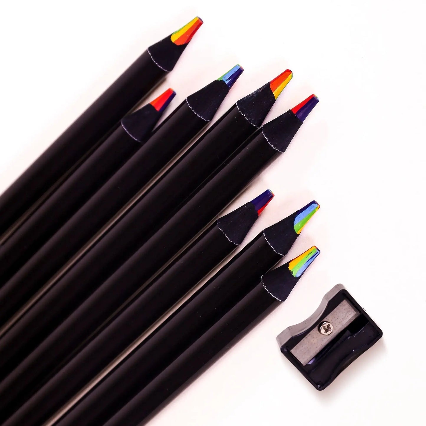 Jumbo Rainbow Colored Pencils 7-in-1 (Set of 8) - Pencil Buddies