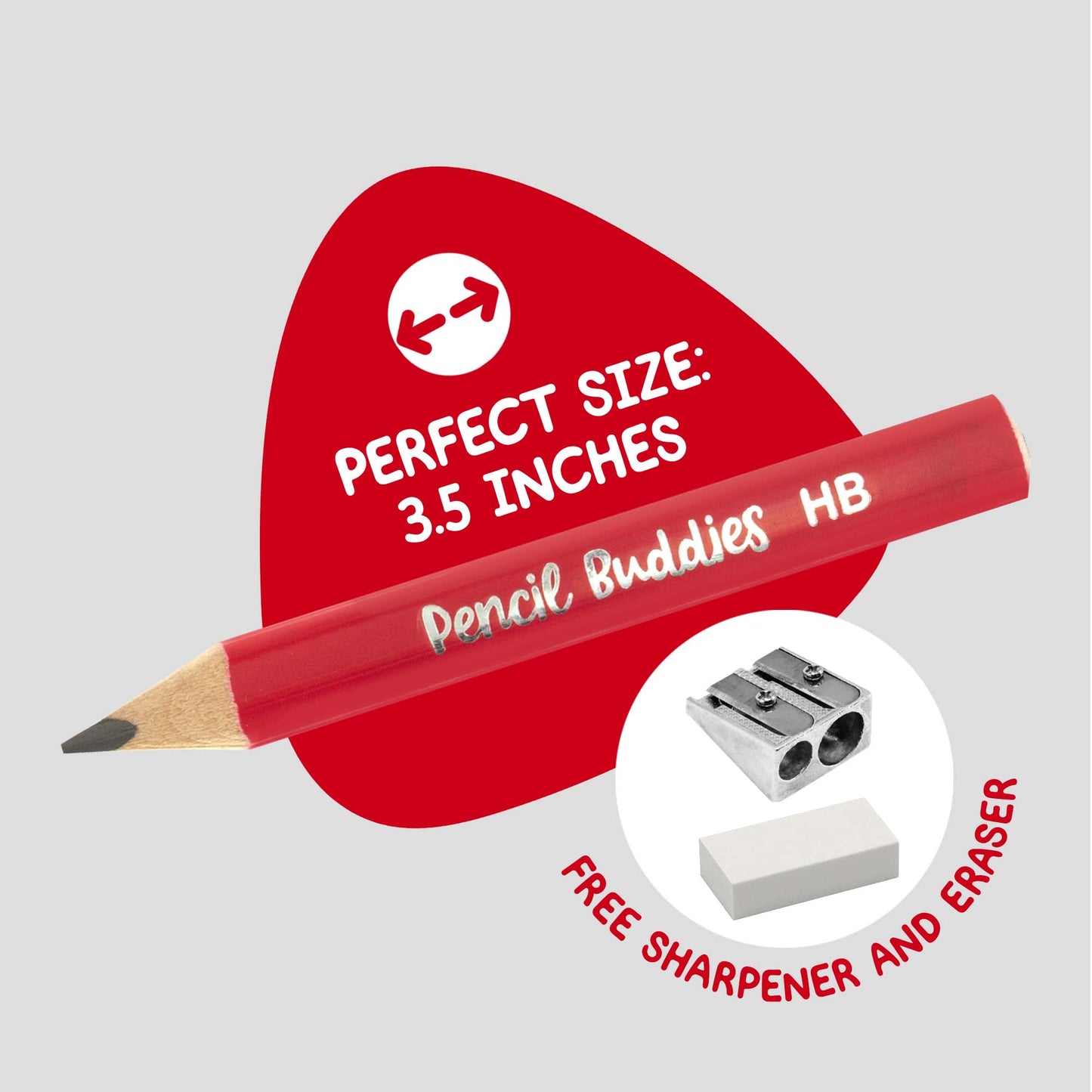 Jumbo Short Triangular Kids Pencils (Set of 12) Red - Pencil Buddies