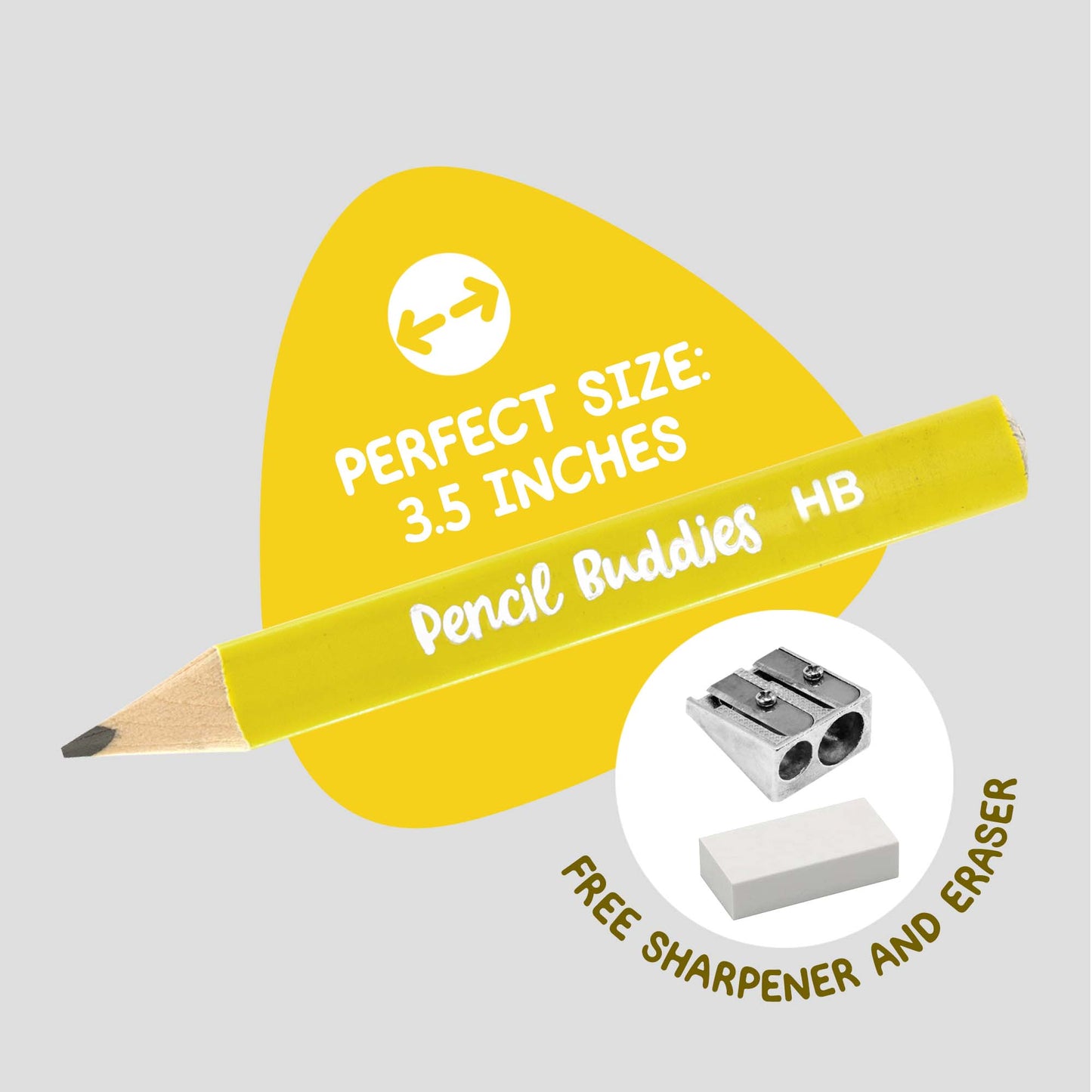 Jumbo Short Triangular Kids Pencils (Set of 12) Yellow - Pencil Buddies