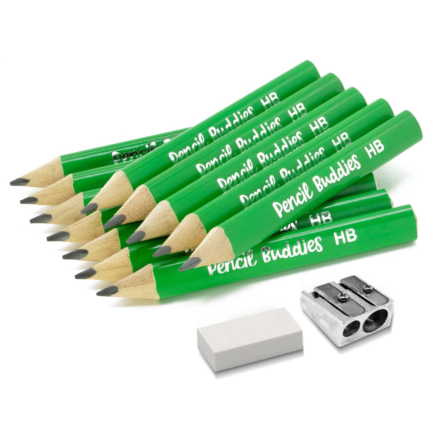 Jumbo Short Triangular Kids Pencils (Set of 12) Green - Pencil Buddies