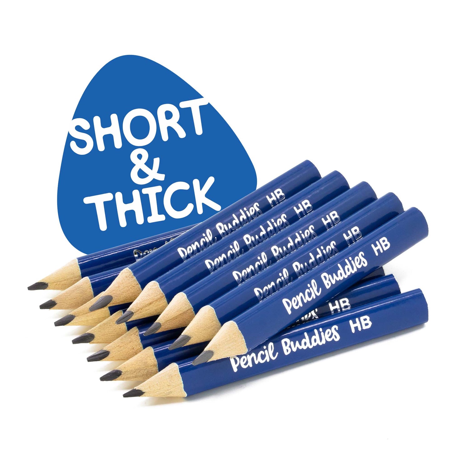 Jumbo Short Triangular Kids Pencils (Set of 12) Light Blue - Pencil Buddies