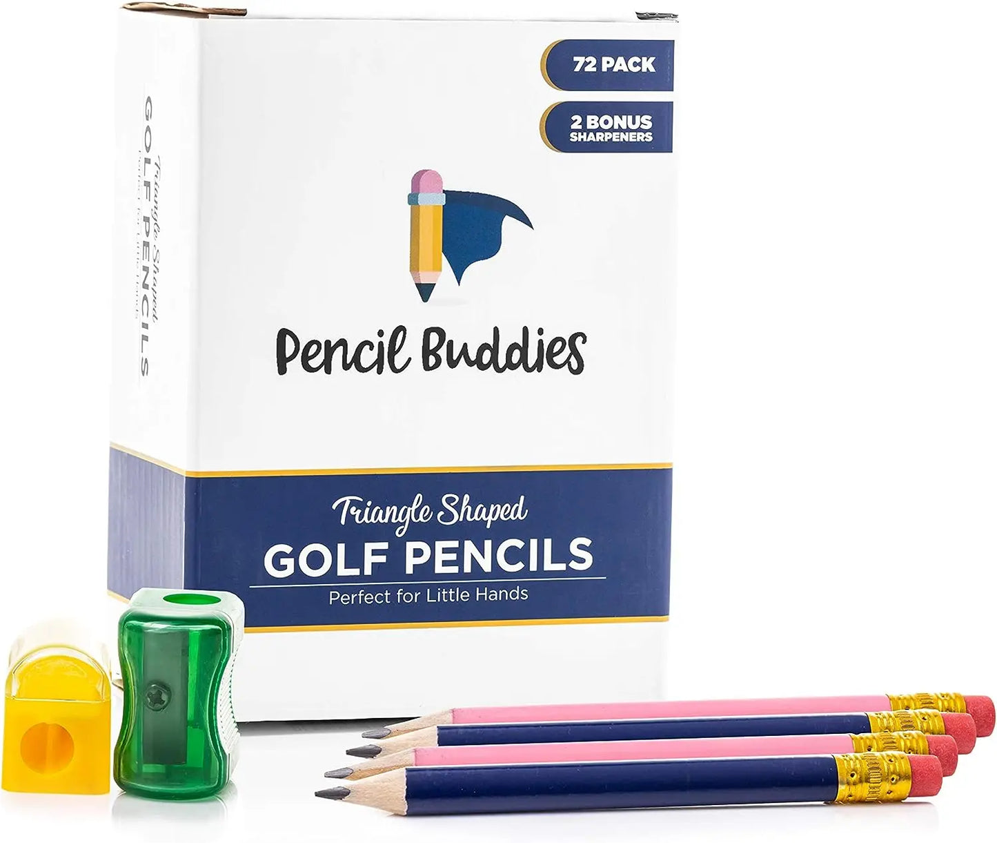Short Triangular Pencils (72 Pack) Navy & Pink - Pencil Buddies