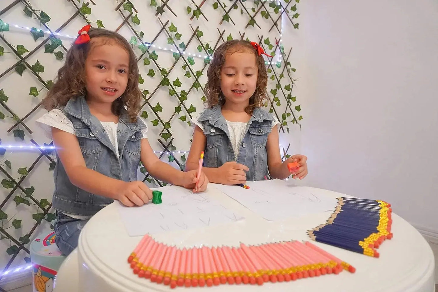 Short Triangular Pencils + erasers (72 Pack) Navy & Pink - Pencil Buddies
