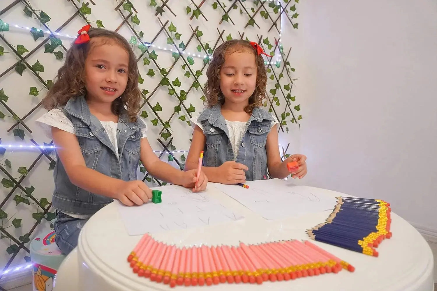 Short Triangular Pencils + erasers (72 Pack) Navy & Pink - Pencil Buddies