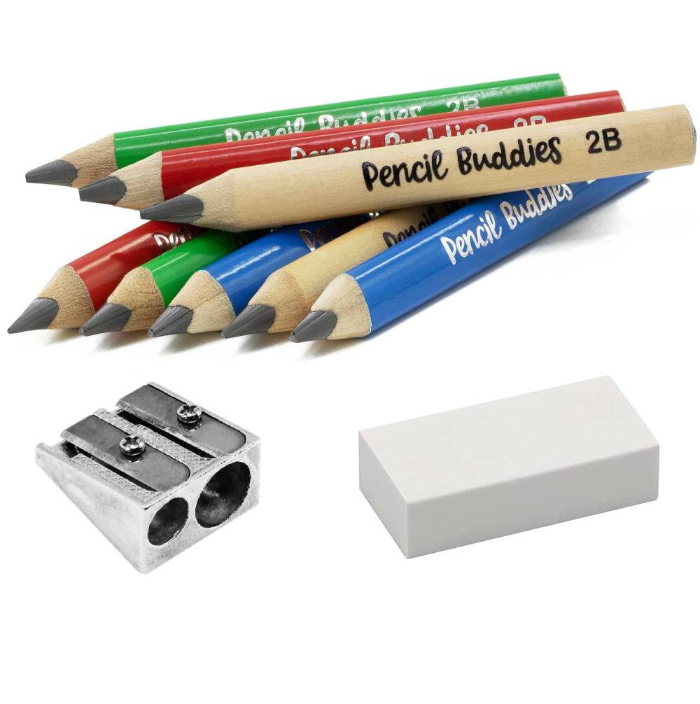 Jumbo Short Triangular Kids Pencils (Set of 8) Multi-Color - Pencil Buddies
