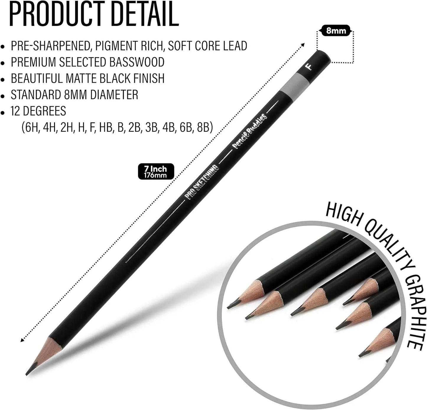 Professional Graphite Pencil 8B-6H (Set of 12) - Pencil Buddies