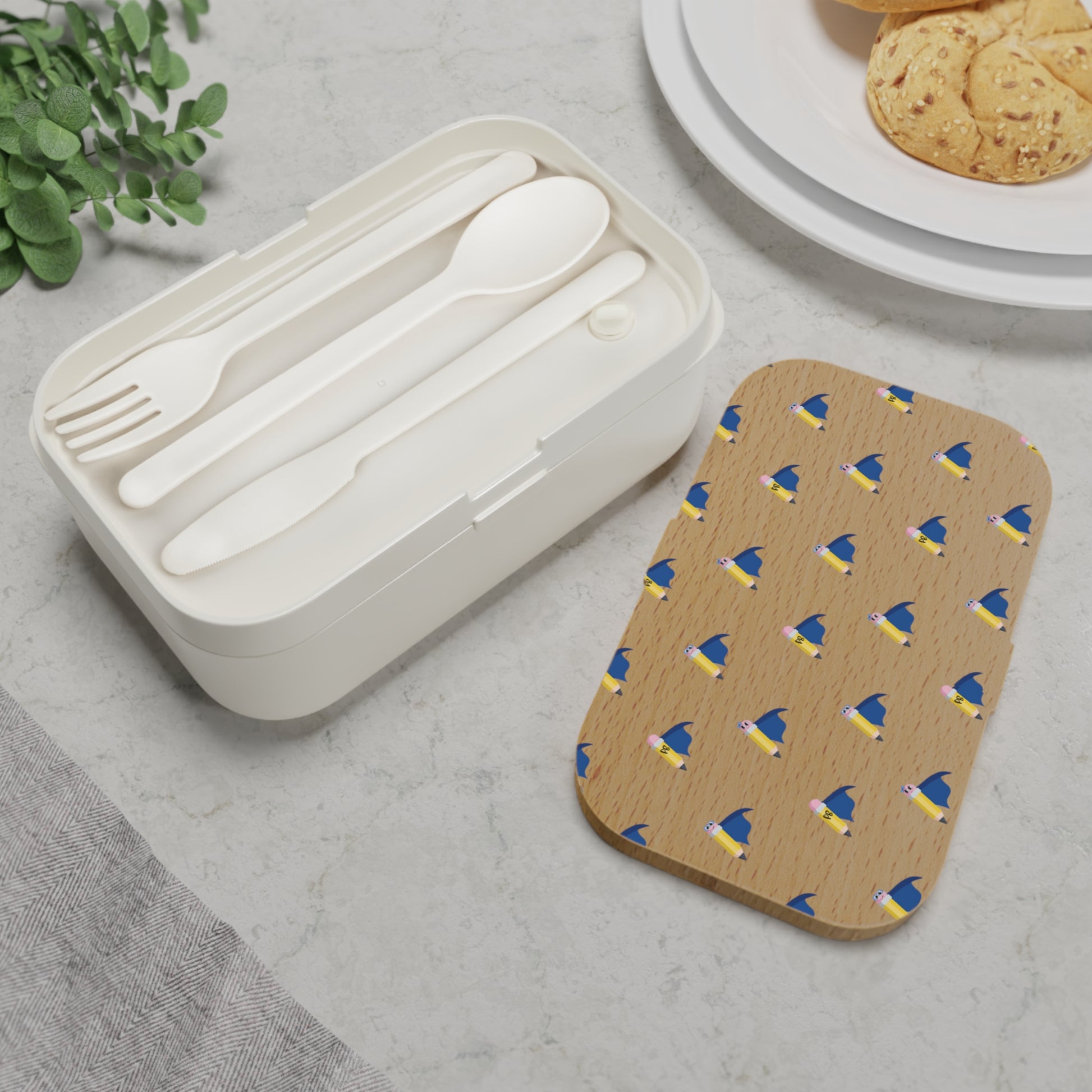 Cute Bento Lunch Box with Pencil Buddies Design - Pencil Buddies